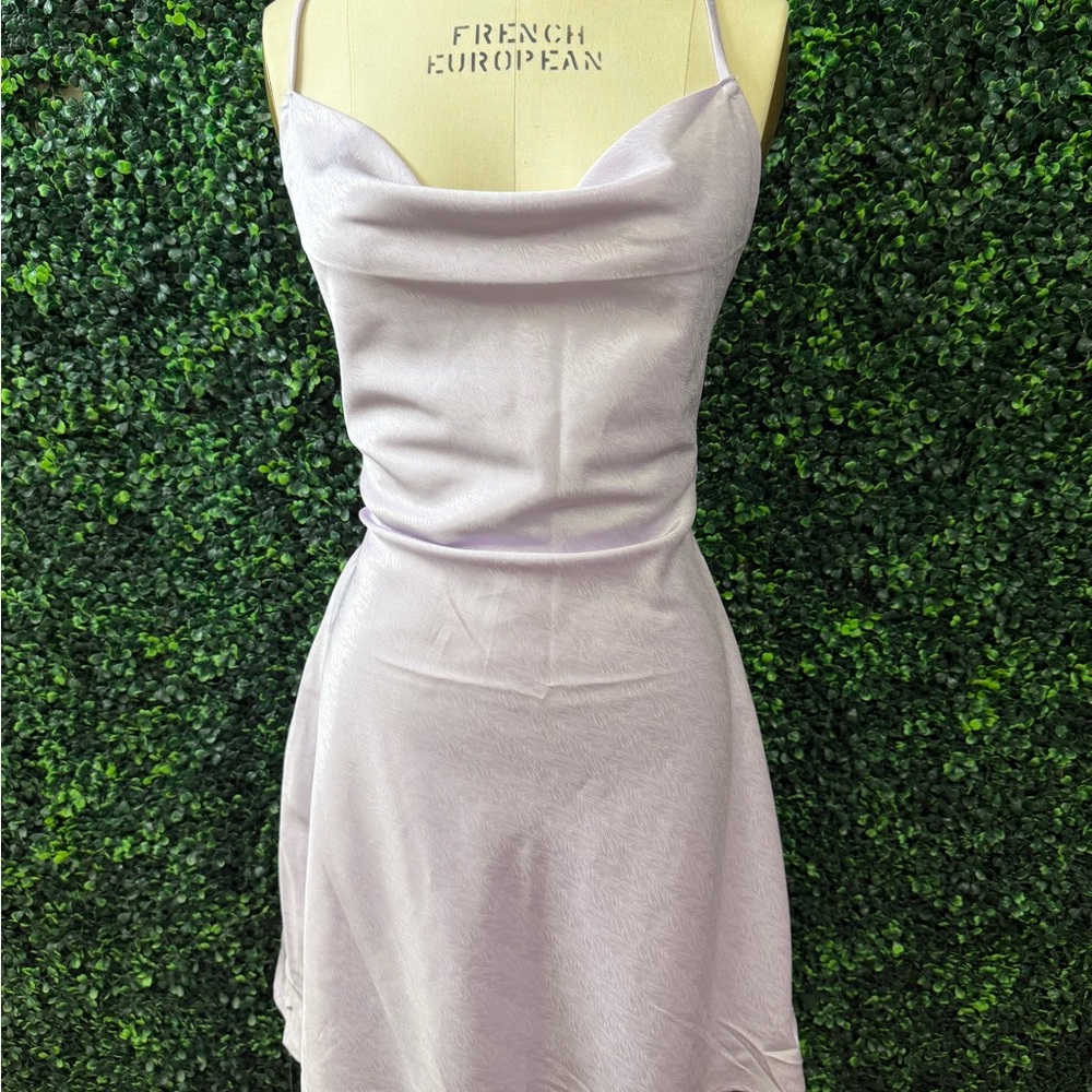 Fiestar- Elegant Lilac Cowl Neck Slip Dress - Women